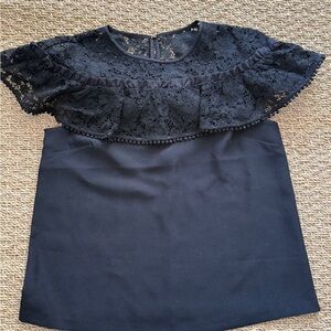 Draper James Black Lace Popover Blouse - Size 8